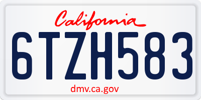 CA license plate 6TZH583