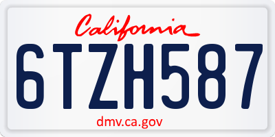 CA license plate 6TZH587