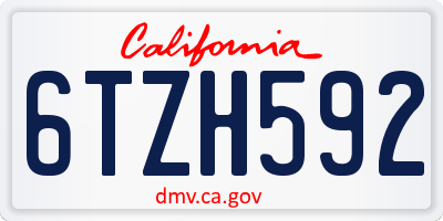 CA license plate 6TZH592