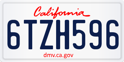 CA license plate 6TZH596