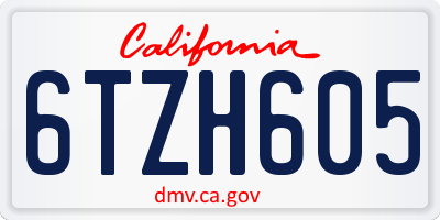 CA license plate 6TZH605