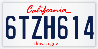 CA license plate 6TZH614