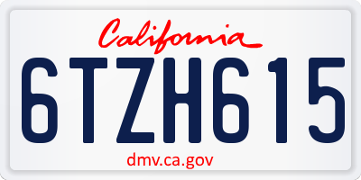 CA license plate 6TZH615