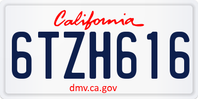 CA license plate 6TZH616