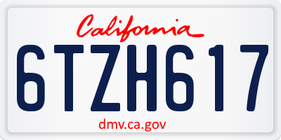 CA license plate 6TZH617