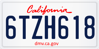 CA license plate 6TZH618