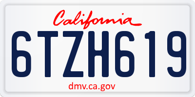 CA license plate 6TZH619