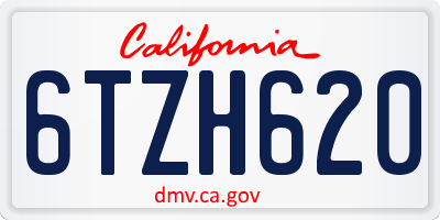 CA license plate 6TZH620