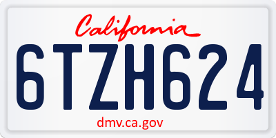CA license plate 6TZH624