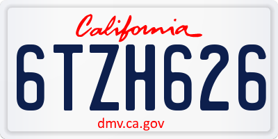 CA license plate 6TZH626