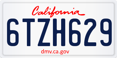 CA license plate 6TZH629
