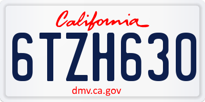 CA license plate 6TZH630