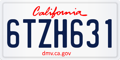 CA license plate 6TZH631