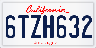 CA license plate 6TZH632