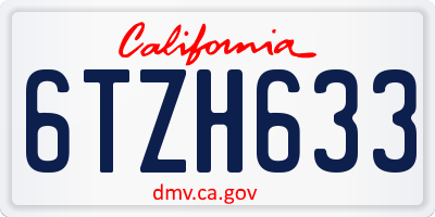 CA license plate 6TZH633