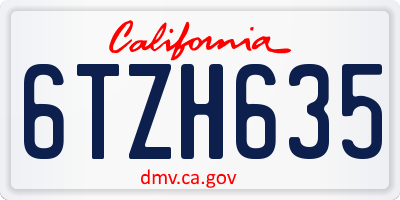CA license plate 6TZH635