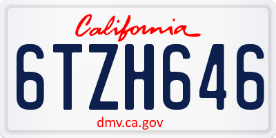 CA license plate 6TZH646
