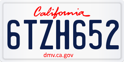 CA license plate 6TZH652