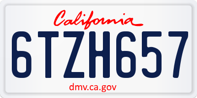 CA license plate 6TZH657
