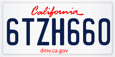 CA license plate 6TZH660