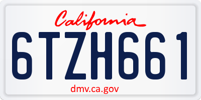 CA license plate 6TZH661
