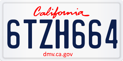 CA license plate 6TZH664