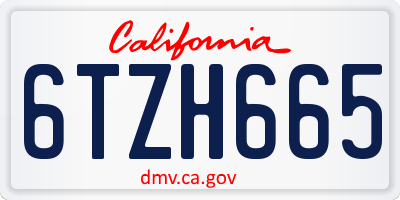 CA license plate 6TZH665