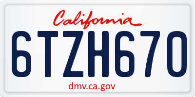 CA license plate 6TZH670