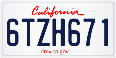 CA license plate 6TZH671
