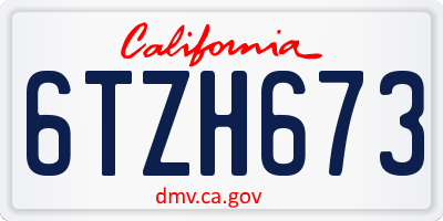 CA license plate 6TZH673