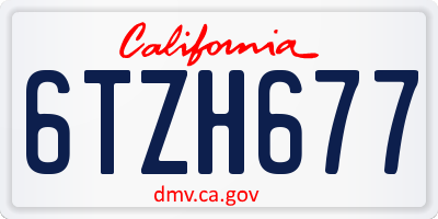 CA license plate 6TZH677
