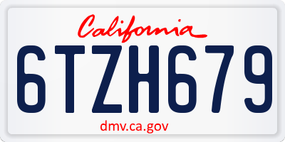 CA license plate 6TZH679