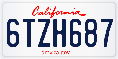 CA license plate 6TZH687