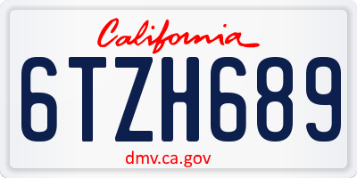CA license plate 6TZH689