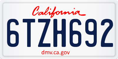 CA license plate 6TZH692