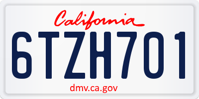 CA license plate 6TZH701