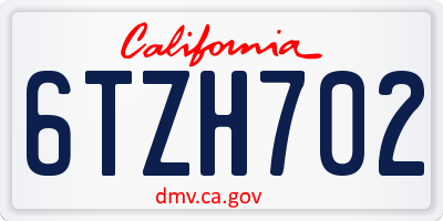 CA license plate 6TZH702