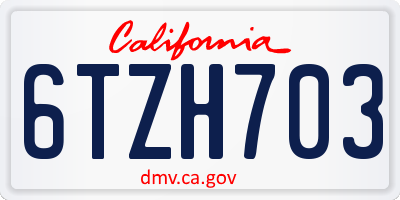 CA license plate 6TZH703