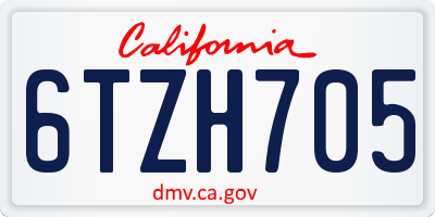 CA license plate 6TZH705