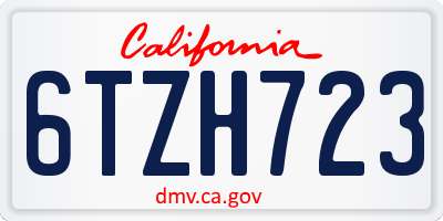 CA license plate 6TZH723