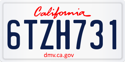 CA license plate 6TZH731