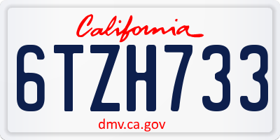 CA license plate 6TZH733