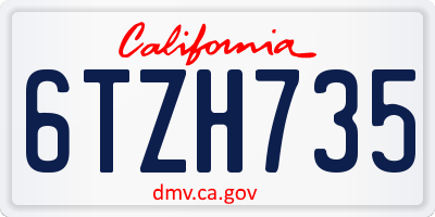 CA license plate 6TZH735