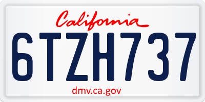CA license plate 6TZH737