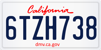 CA license plate 6TZH738