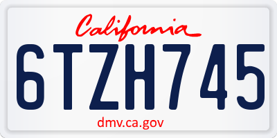 CA license plate 6TZH745