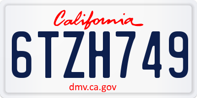 CA license plate 6TZH749