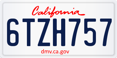 CA license plate 6TZH757