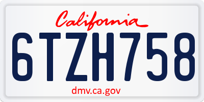 CA license plate 6TZH758
