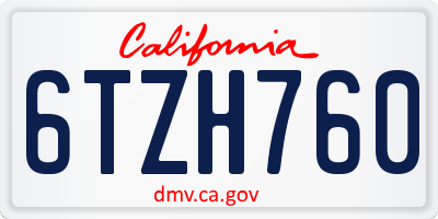 CA license plate 6TZH760